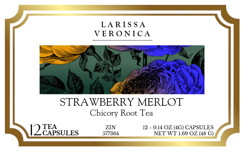Strawberry Merlot Chicory Root Tea <BR>(Single Serve K-Cup Pods) - Label
