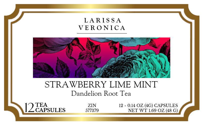 Strawberry Lime Mint Dandelion Root Tea <BR>(Single Serve K-Cup Pods) - Label