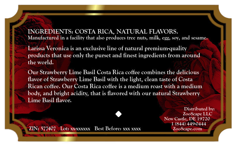 Strawberry Lime Basil Costa Rica Coffee <BR>(Single Serve K-Cup Pods)