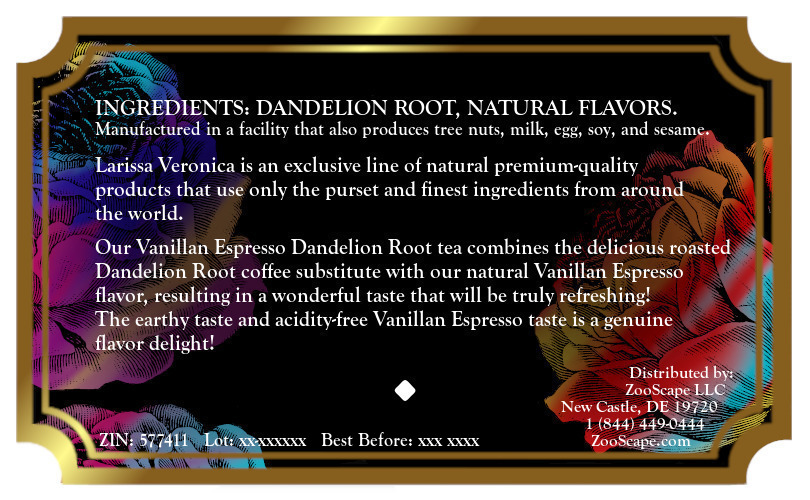 Vanilla Espresso Dandelion Root Tea <BR>(Single Serve K-Cup Pods)