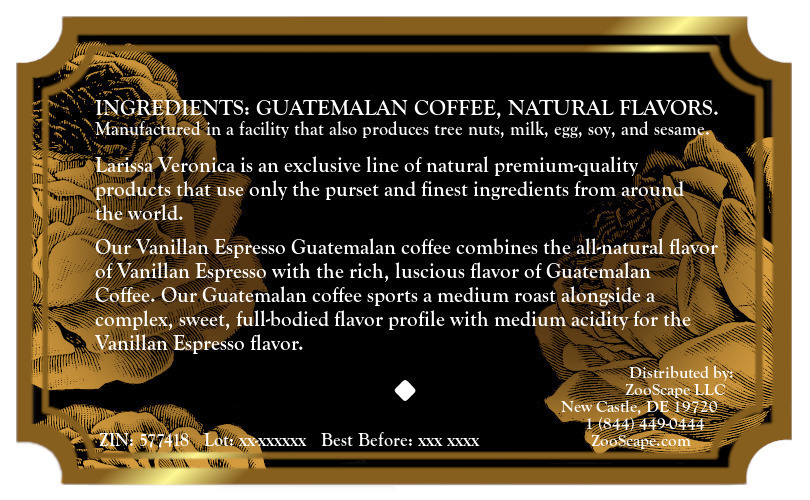 Vanilla Espresso Guatemalan Coffee <BR>(Single Serve K-Cup Pods)