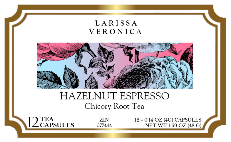 Hazelnut Espresso Chicory Root Tea <BR>(Single Serve K-Cup Pods) - Label