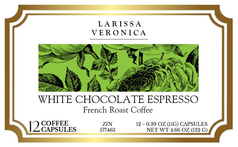 White Chocolate Espresso French Roast Coffee <BR>(Single Serve K-Cup Pods) - Label