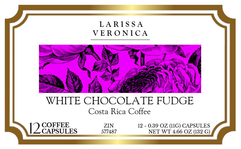 White Chocolate Fudge Costa Rica Coffee <BR>(Single Serve K-Cup Pods) - Label