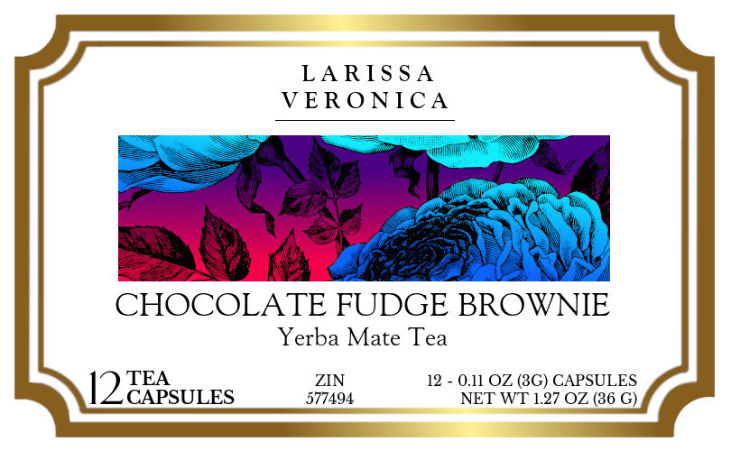 Chocolate Fudge Brownie Yerba Mate Tea <BR>(Single Serve K-Cup Pods) - Label