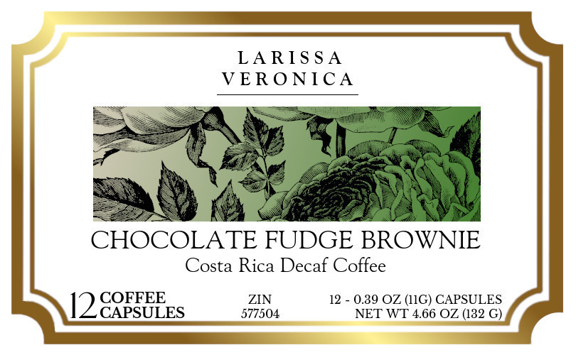 Chocolate Fudge Brownie Costa Rica Decaf Coffee <BR>(Single Serve K-Cup Pods) - Label