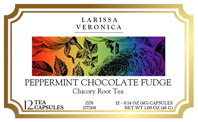 Peppermint Chocolate Fudge Chicory Root Tea <BR>(Single Serve K-Cup Pods) - Label
