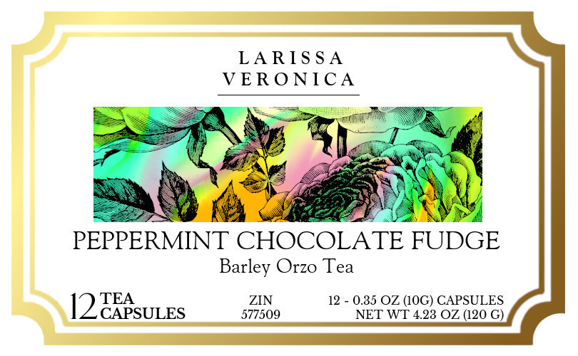 Peppermint Chocolate Fudge Barley Orzo Tea <BR>(Single Serve K-Cup Pods) - Label