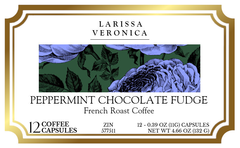 Peppermint Chocolate Fudge French Roast Coffee <BR>(Single Serve K-Cup Pods) - Label