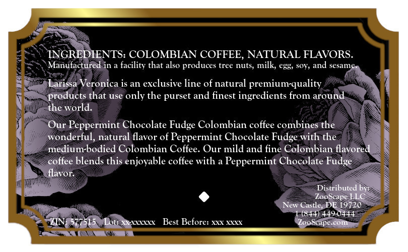 Peppermint Chocolate Fudge Colombian Coffee <BR>(Single Serve K-Cup Pods)