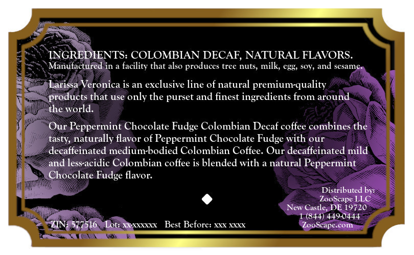 Peppermint Chocolate Fudge Colombian Decaf Coffee <BR>(Single Serve K-Cup Pods)