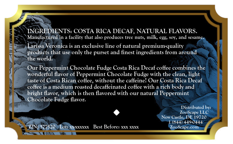 Peppermint Chocolate Fudge Costa Rica Decaf Coffee <BR>(Single Serve K-Cup Pods)