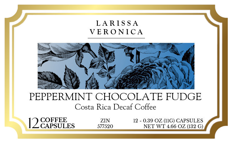 Peppermint Chocolate Fudge Costa Rica Decaf Coffee <BR>(Single Serve K-Cup Pods) - Label