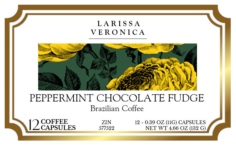 Peppermint Chocolate Fudge Brazilian Coffee <BR>(Single Serve K-Cup Pods) - Label