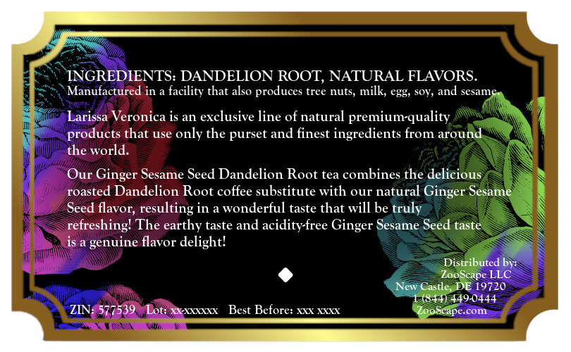 Ginger Sesame Seed Dandelion Root Tea <BR>(Single Serve K-Cup Pods)