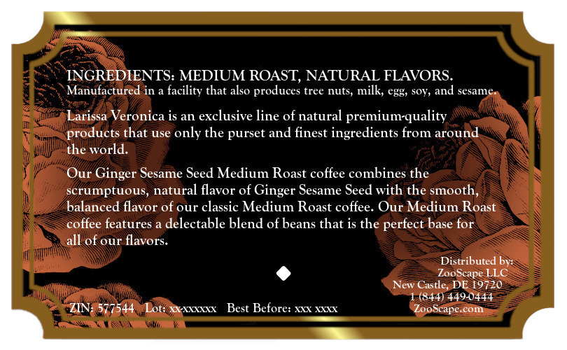 Ginger Sesame Seed Medium Roast Coffee <BR>(Single Serve K-Cup Pods)