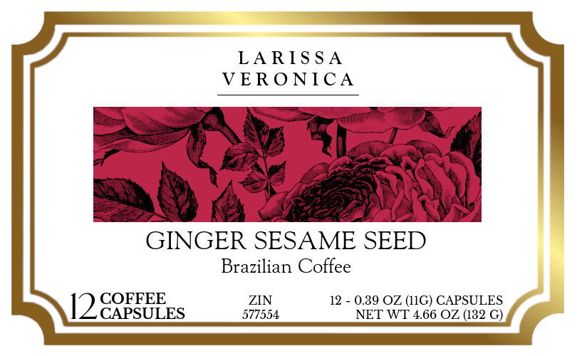 Ginger Sesame Seed Brazilian Coffee <BR>(Single Serve K-Cup Pods) - Label