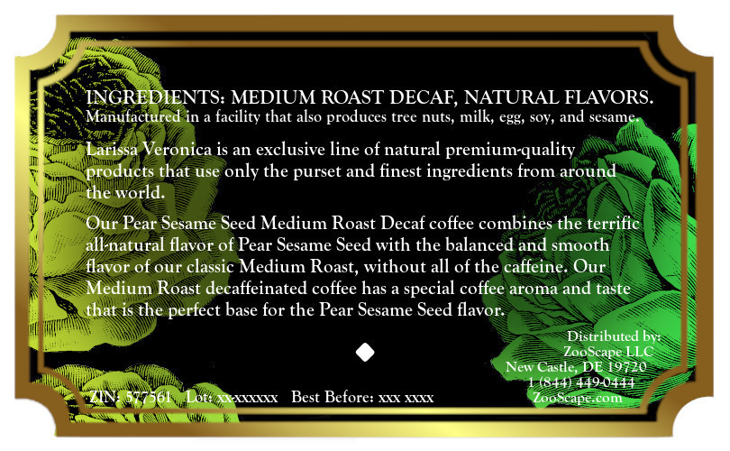 Pear Sesame Seed Medium Roast Decaf Coffee <BR>(Single Serve K-Cup Pods)