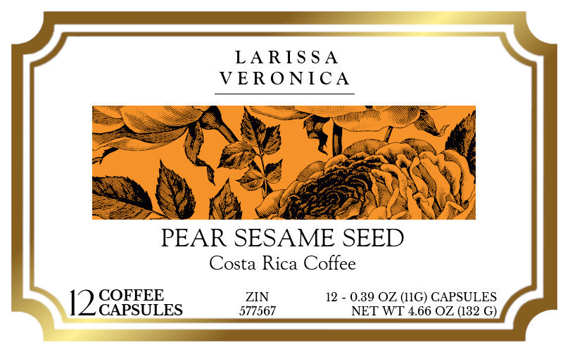 Pear Sesame Seed Costa Rica Coffee <BR>(Single Serve K-Cup Pods) - Label