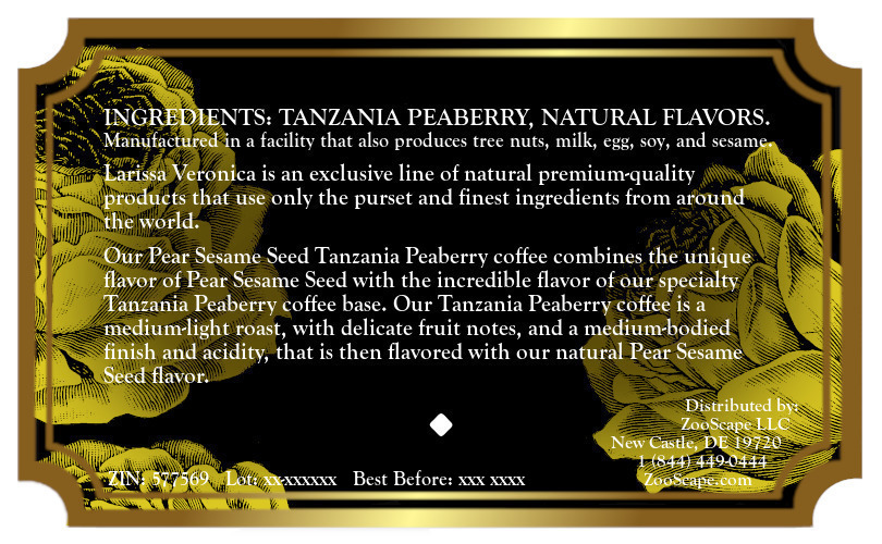 Pear Sesame Seed Tanzania Peaberry Coffee <BR>(Single Serve K-Cup Pods)