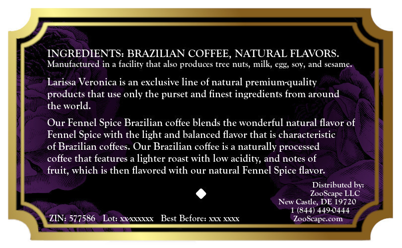 Fennel Spice Brazilian Coffee <BR>(Single Serve K-Cup Pods)