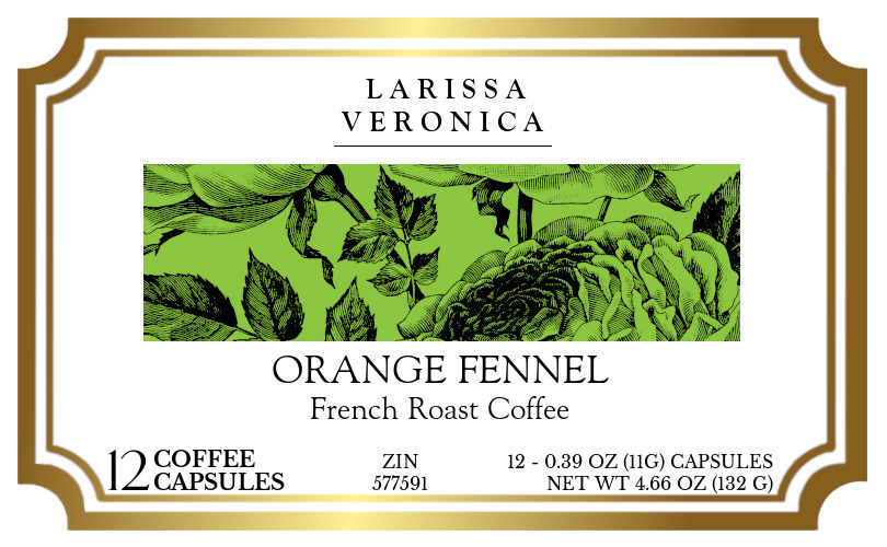 Orange Fennel French Roast Coffee <BR>(Single Serve K-Cup Pods) - Label