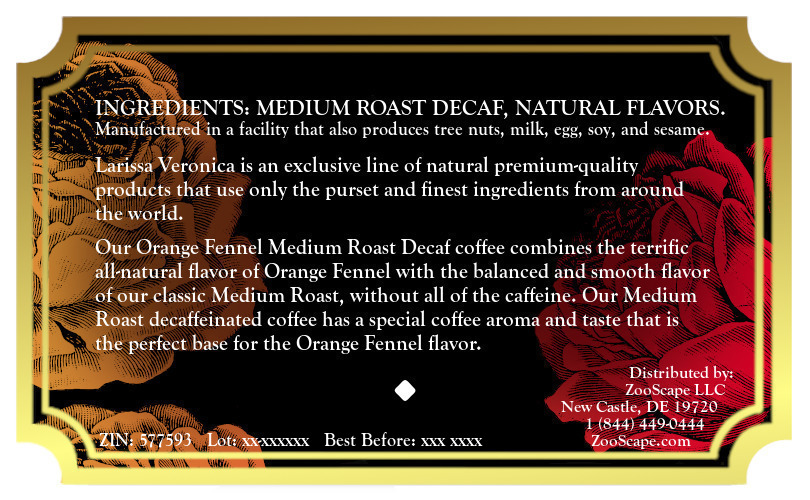 Orange Fennel Medium Roast Decaf Coffee <BR>(Single Serve K-Cup Pods)