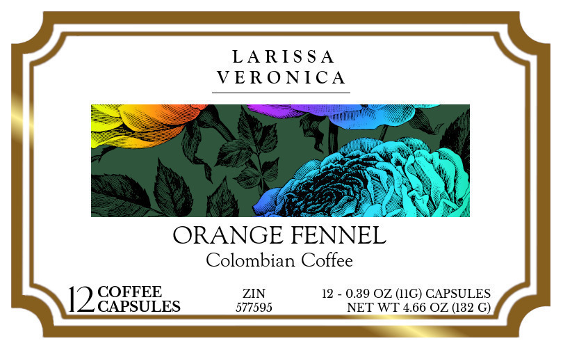 Orange Fennel Colombian Coffee <BR>(Single Serve K-Cup Pods) - Label