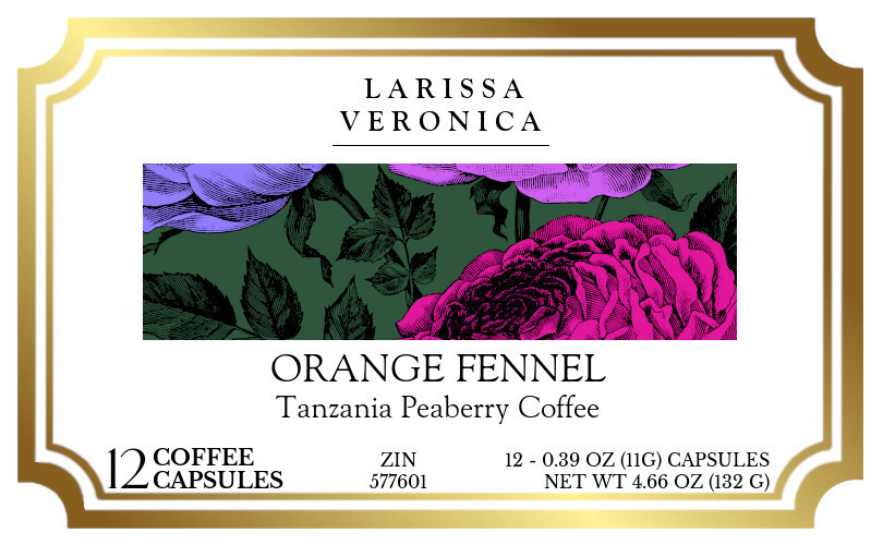 Orange Fennel Tanzania Peaberry Coffee <BR>(Single Serve K-Cup Pods) - Label