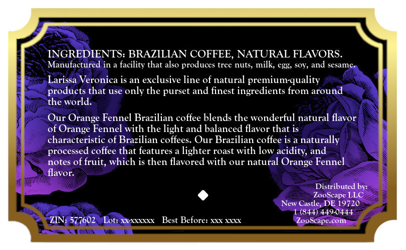 Orange Fennel Brazilian Coffee <BR>(Single Serve K-Cup Pods)