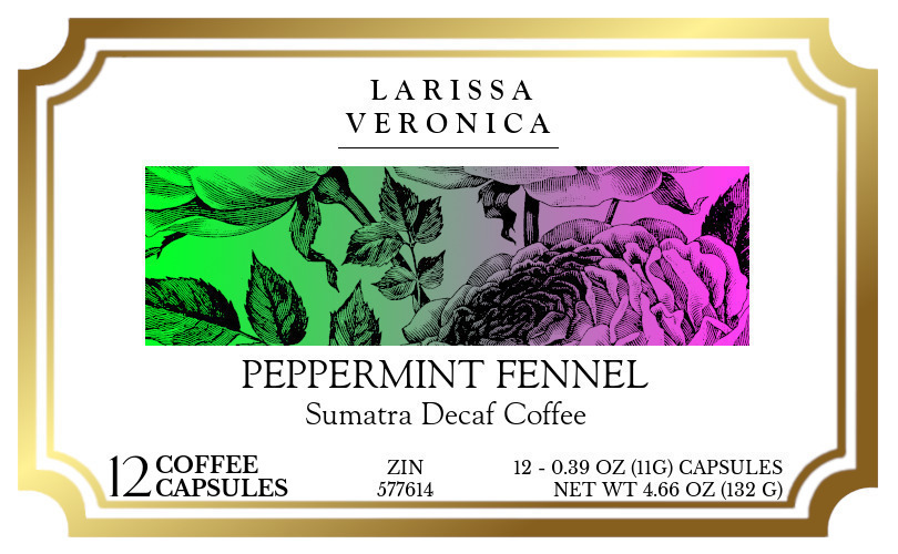 Peppermint Fennel Sumatra Decaf Coffee <BR>(Single Serve K-Cup Pods) - Label