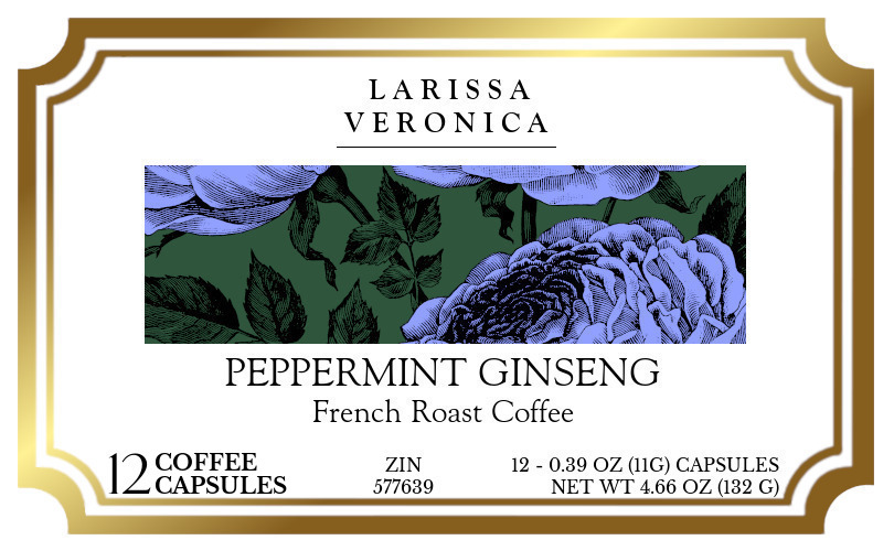 Peppermint Ginseng French Roast Coffee <BR>(Single Serve K-Cup Pods) - Label