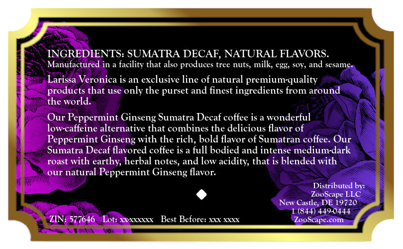 Peppermint Ginseng Sumatra Decaf Coffee <BR>(Single Serve K-Cup Pods)