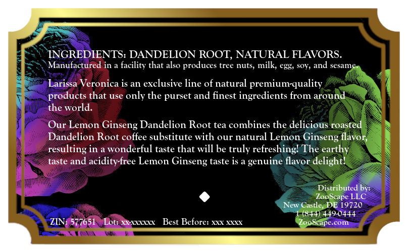 Lemon Ginseng Dandelion Root Tea <BR>(Single Serve K-Cup Pods)
