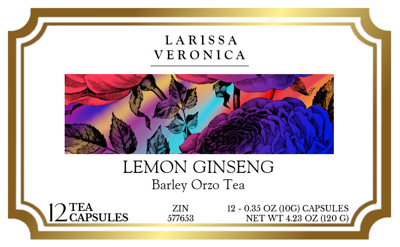 Lemon Ginseng Barley Orzo Tea <BR>(Single Serve K-Cup Pods) - Label