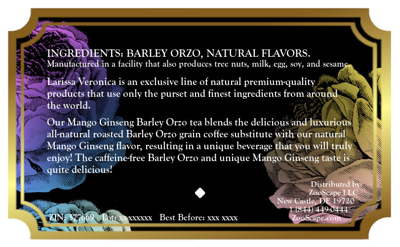 Mango Ginseng Barley Orzo Tea <BR>(Single Serve K-Cup Pods)