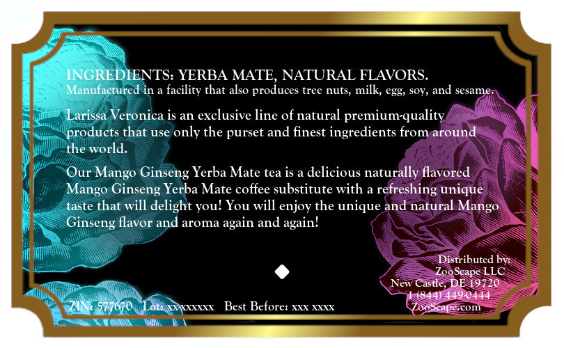 Mango Ginseng Yerba Mate Tea <BR>(Single Serve K-Cup Pods)