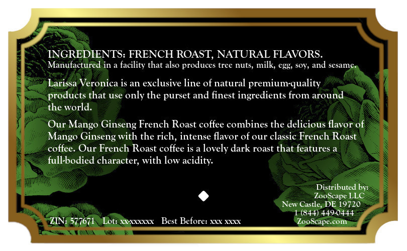 Mango Ginseng French Roast Coffee <BR>(Single Serve K-Cup Pods)