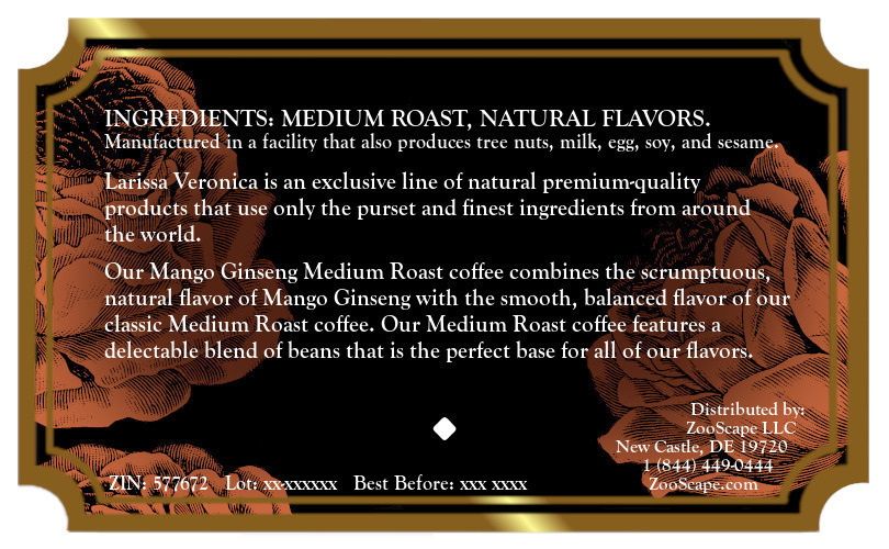 Mango Ginseng Medium Roast Coffee <BR>(Single Serve K-Cup Pods)