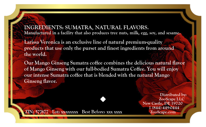 Mango Ginseng Sumatra Coffee <BR>(Single Serve K-Cup Pods)