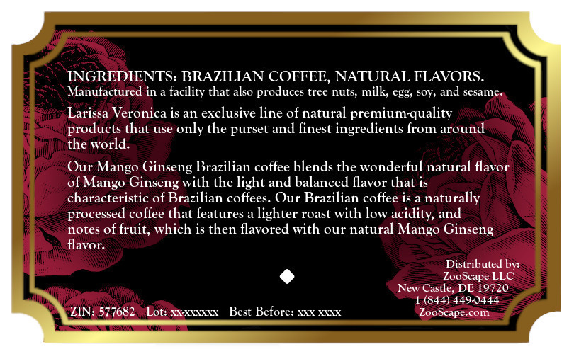 Mango Ginseng Brazilian Coffee <BR>(Single Serve K-Cup Pods)