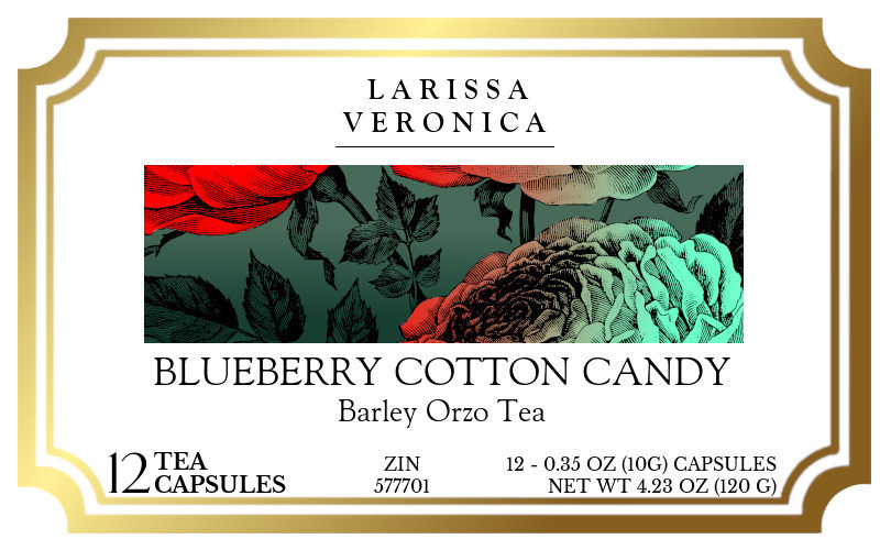 Blueberry Cotton Candy Barley Orzo Tea <BR>(Single Serve K-Cup Pods) - Label