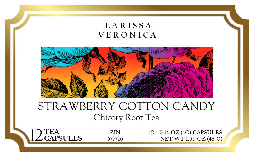Strawberry Cotton Candy Chicory Root Tea <BR>(Single Serve K-Cup Pods) - Label