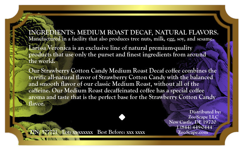 Strawberry Cotton Candy Medium Roast Decaf Coffee <BR>(Single Serve K-Cup Pods)