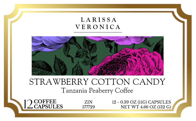 Strawberry Cotton Candy Tanzania Peaberry Coffee <BR>(Single Serve K-Cup Pods) - Label