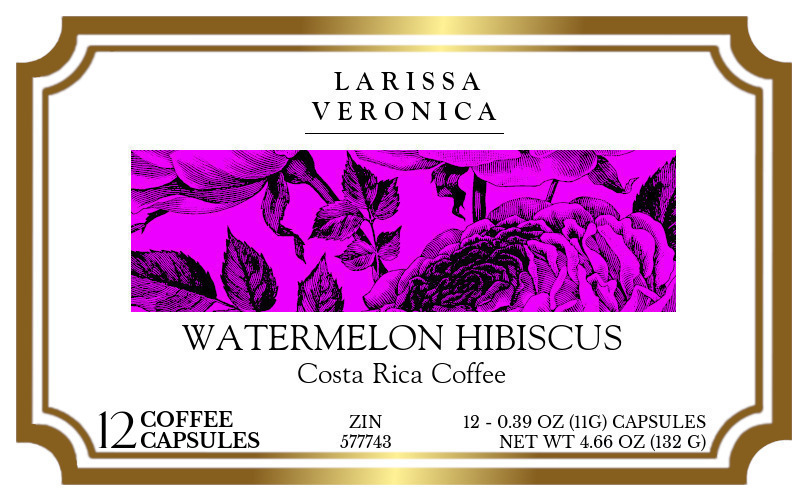 Watermelon Hibiscus Costa Rica Coffee <BR>(Single Serve K-Cup Pods) - Label
