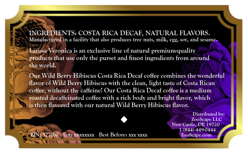 Wild Berry Hibiscus Costa Rica Decaf Coffee <BR>(Single Serve K-Cup Pods)