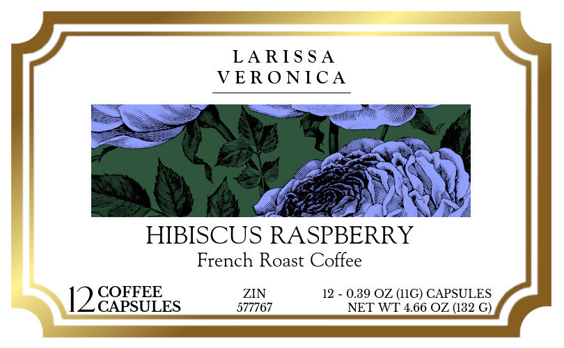 Hibiscus Raspberry French Roast Coffee <BR>(Single Serve K-Cup Pods) - Label
