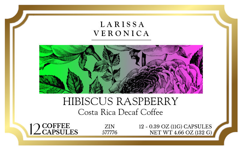 Hibiscus Raspberry Costa Rica Decaf Coffee <BR>(Single Serve K-Cup Pods) - Label