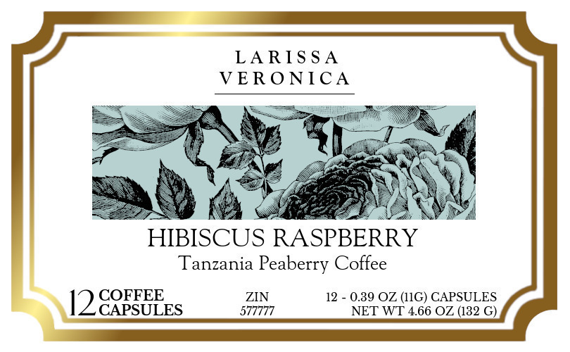 Hibiscus Raspberry Tanzania Peaberry Coffee <BR>(Single Serve K-Cup Pods) - Label